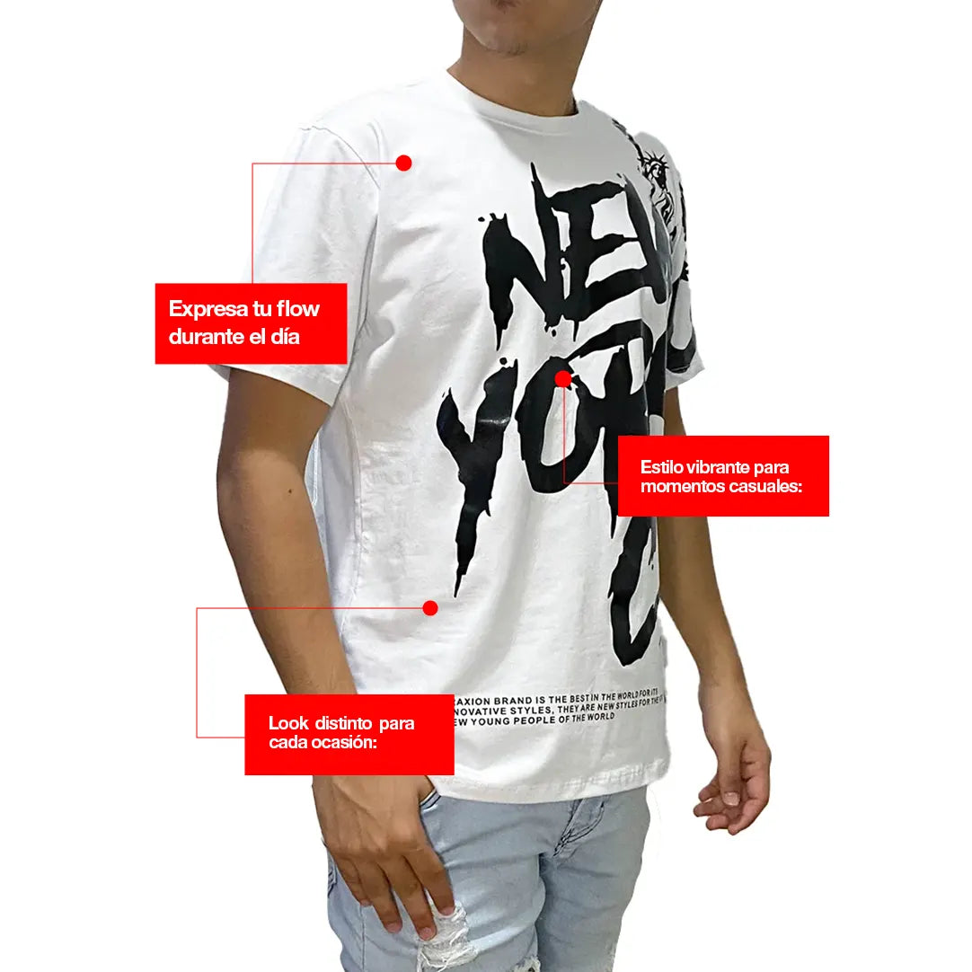 Camiseta Estampada NY - Blanco